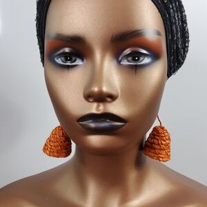 Orange Woven Earrings